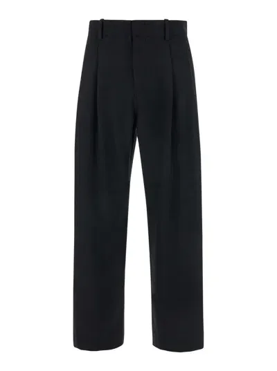 Tonywack Virgin Wool Double-pleats Wide Trousers In Black