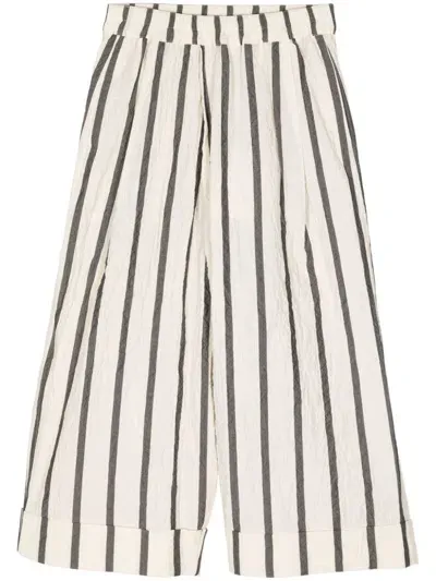 Toogood Striped Cropped Cotton Trousers In Neutrals