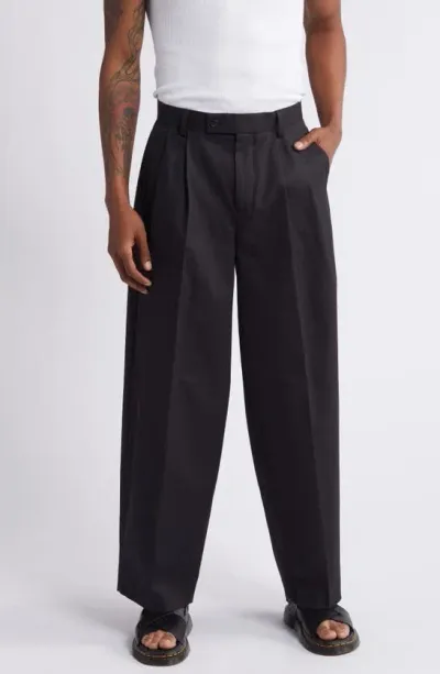 Topman Cotton Wide Leg Trousers In Black