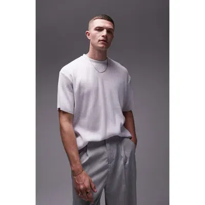 Topman Oversize Slub Plissé T-shirt In White