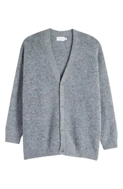 Topman Relaxed Fit Brushed Cardigan In Grey