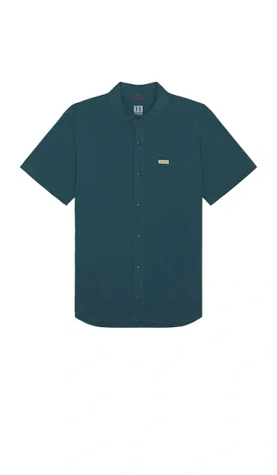 Topo Designs Global Short Sleeve Shirt In Pond Blue