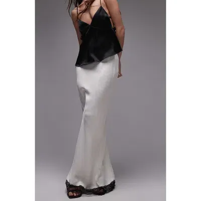 Topshop Bias Satin Maxi Skirt In Ivory