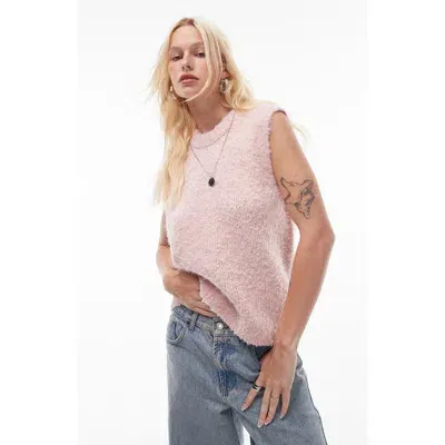 Topshop Bouclé Pullover Vest In Light Pink