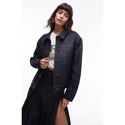 Topshop Boxy Denim Trucker Jacket In Blue