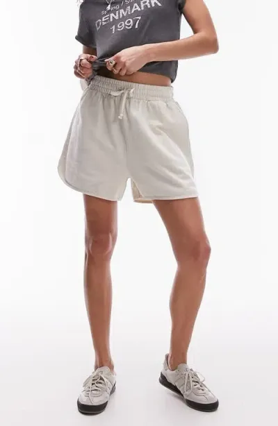 Topshop Sweat Shorts In Stone-neutral