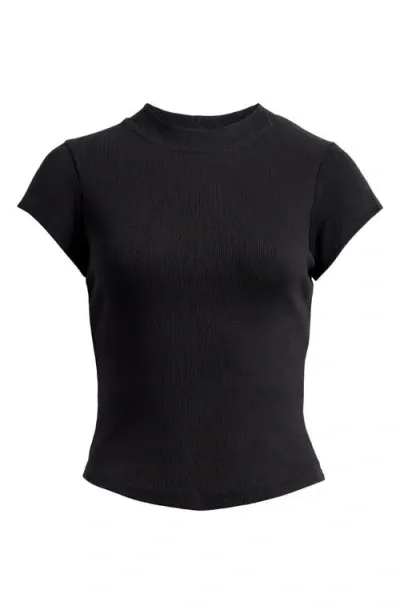 Topshop Fitted Rib T-shirt In Black