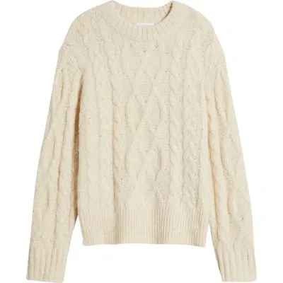 Topshop Fluffy Cable Sweater In Cream