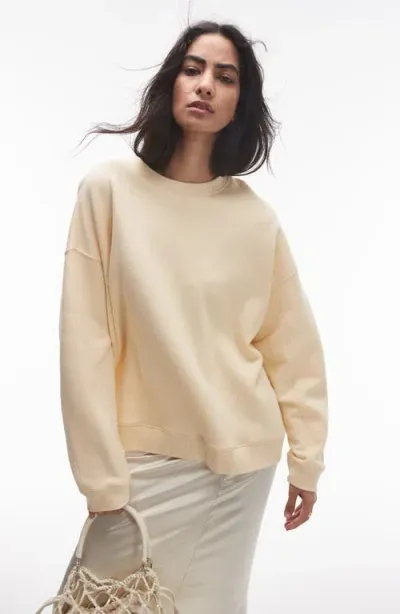 Topshop Premium Seam Cotton Blend Sweatshirt In Beige