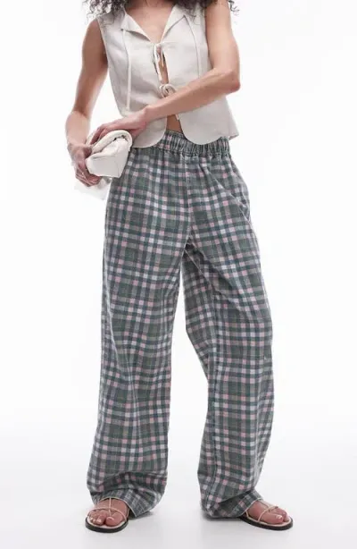 Topshop Check Pull-on Pants In Multi