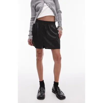 Topshop Satin Boxer Shorts In Black