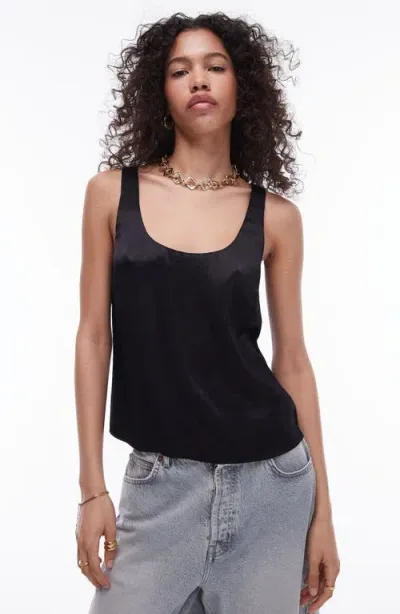 Topshop Scoop Neck Cami In Black