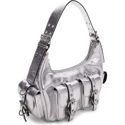 Topshop Serena Metallic Shoulder Bag In Silver