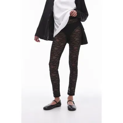 Topshop Lace Leggings In Black