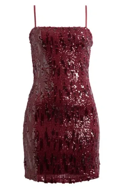 Topshop Strappy Sequin Minidress In Burgundy