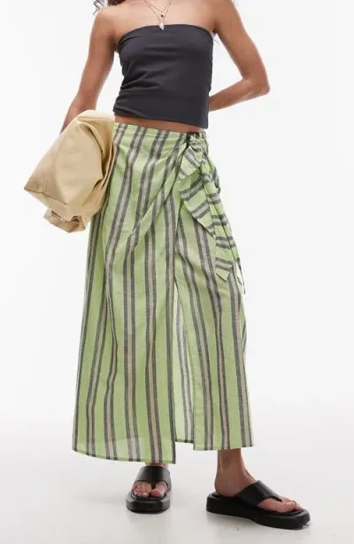 Topshop Stripe Sarong With Buckle In Green