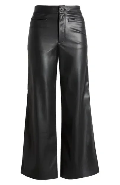 Topshop Wide Leg Faux Leather Pants In Black