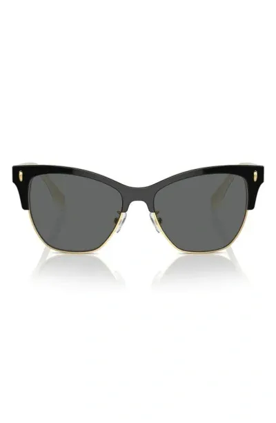 Tory Burch T-monogram Acetate & Plastic Cat-eye Sunglasses In Black