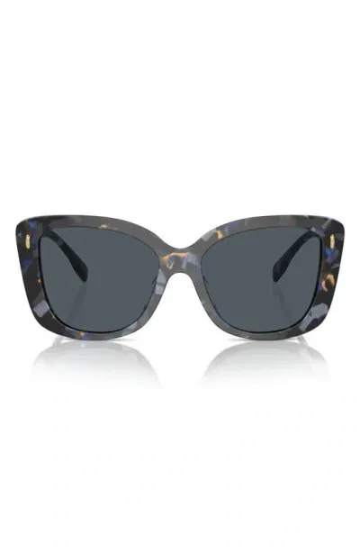 Tory Burch Oversized Acetate Butterfly Sunglasses In Blue Havana Dark Blue