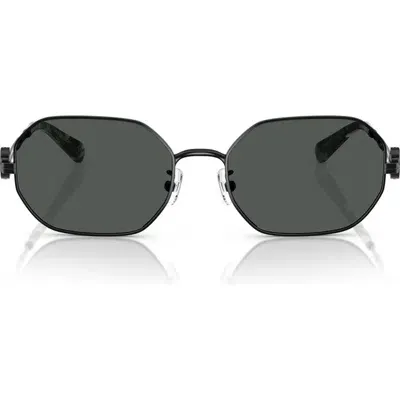 Tory Burch 55mm Irregular Sunglasses In Shiny Black