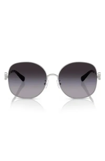 Tory Burch 56mm Gradient Round Sunglasses In Silver Grey