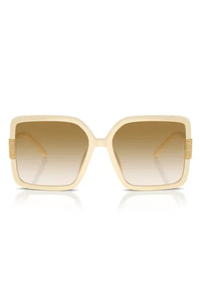 Tory Burch Gradient Plastic Square Sunglasses In Cream Light Brown Gradient