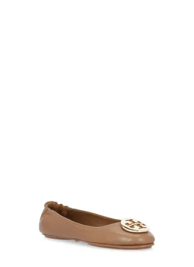 Tory Burch Brown Leather Ballerina Shoes