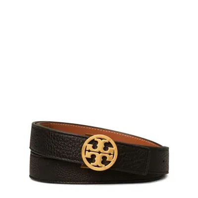 Tory Burch Miller 1-inch Reversible Logo Belt In Black