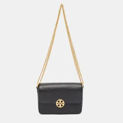 Pre-owned Tory Burch Black Leather Mini Chelsea Shoulder Bag