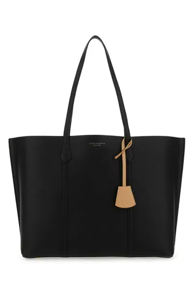 Tory Burch Black Leather Perry Shopping Bag In 001