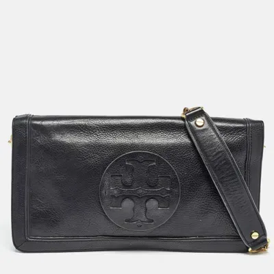 Pre-owned Tory Burch Black Leather Reva Chain Flap Bag