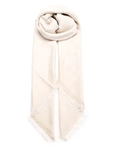 Tory Burch Wool And Silk Scarf In White