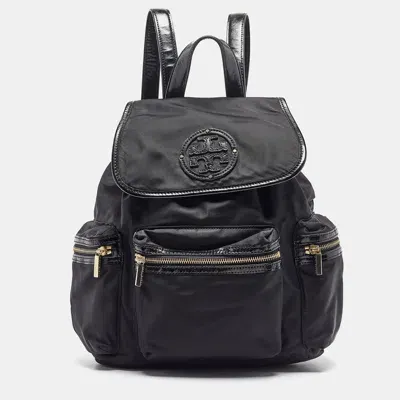 Pre-owned Tory Burch Black Nylon Bill Backpack