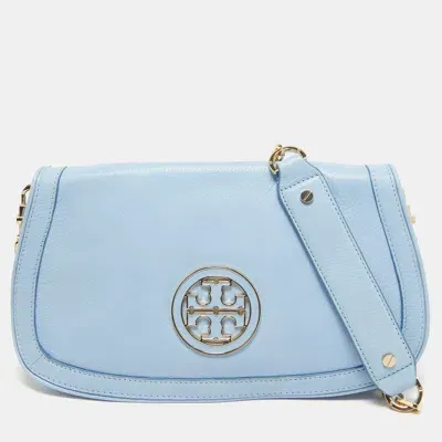 Pre-owned Tory Burch Blue Leather Amanda Crossbody Bag