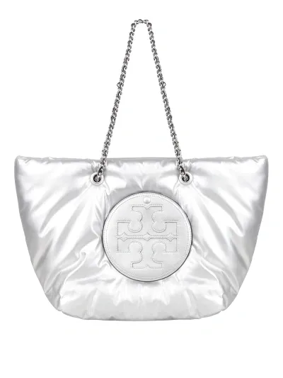 Tory Burch Ella Bag With Logo Plaque In Silver