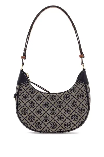 Tory Burch Borsa A Mezzaluna T Monogram In Blue, Neutro