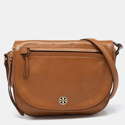 Pre-owned Tory Burch Brown Leather Britten Crossbody Bag