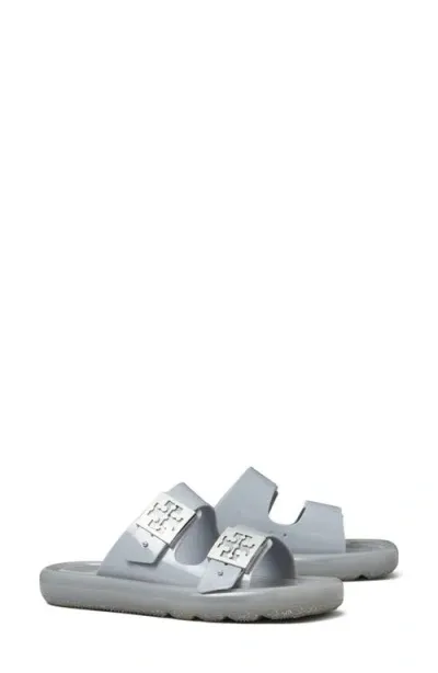 Tory Burch Buckle Bubble Jelly Slide Sandal In Light Gray