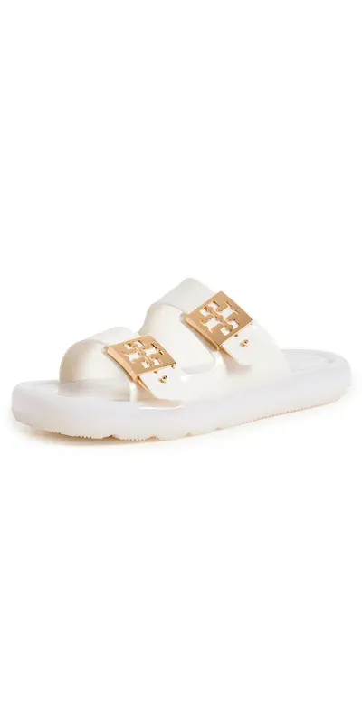 Tory Burch Buckle Bubble Jelly Slides Ivory/gold