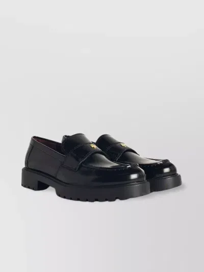 Tory Burch Chunky Sole Loafers Shiny Finish In Black