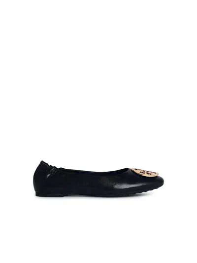 Tory Burch Claire Black Shiny Leather Ballet Flats