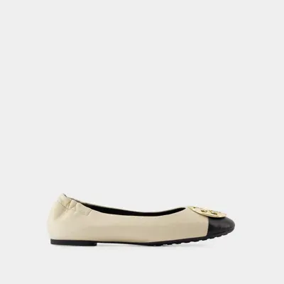 Tory Burch Claire Cap-toe Ballerinas -  - Leather - Cream In Neutral