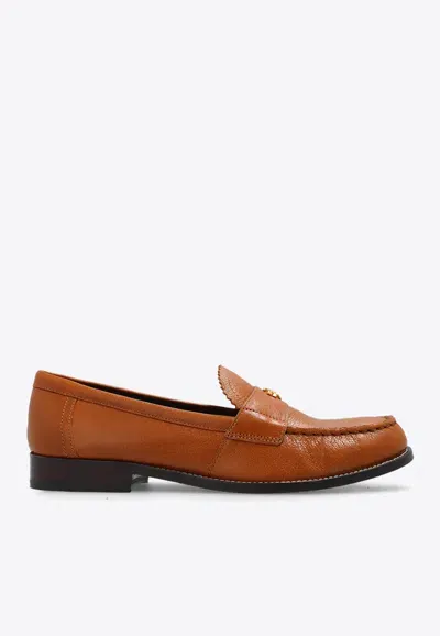 Tory Burch Leather Loafers In Caramel