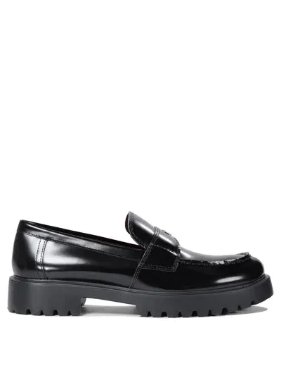 Tory Burch Lug Black Leather Loafers In Negro