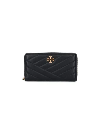 Tory Burch Continental Wallet "kira Chevron" In Black  