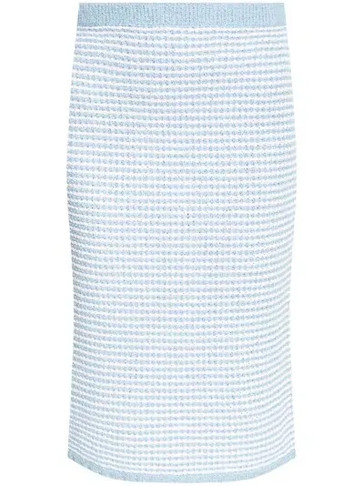 Tory Burch Cotton-blend Striped Skirt In Blue