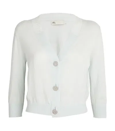 Tory Burch Cotton Cropped Cardigan In Blanco