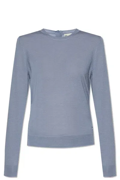 Tory Burch Crewneck Knitted Jumper In Blue