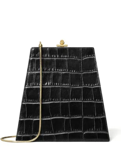 Tory Burch Crocodile-embossed Shoulder Bag In Black