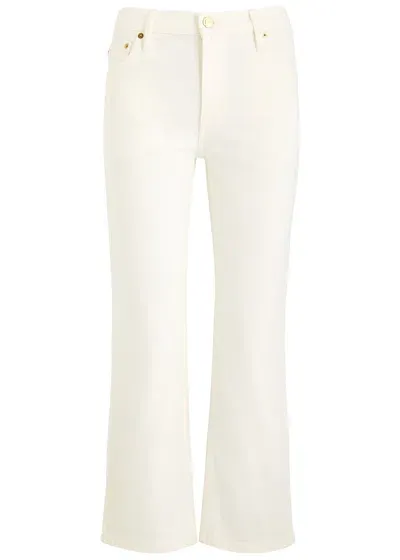 Tory Burch Cropped Kick-flare Jeans In Off White